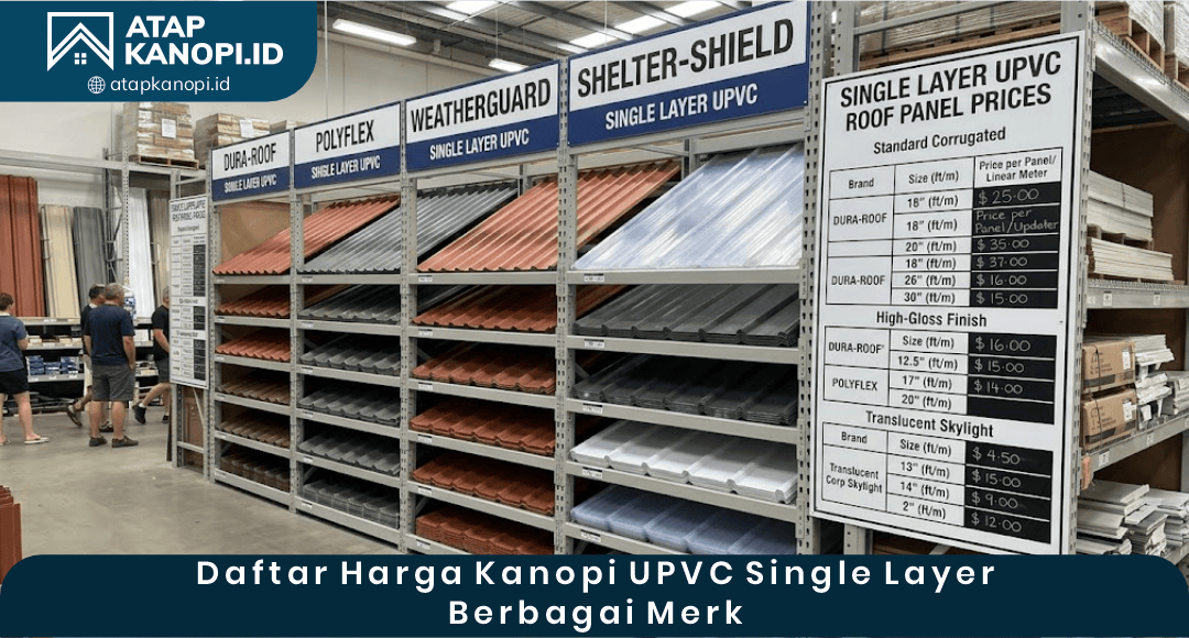 02 Daftar Harga Kanopi UPVC Single Layer Berbagai Merk