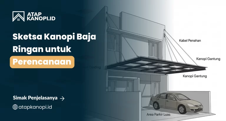 Sketsa Kanopi Baja Ringan untuk Perencanaan